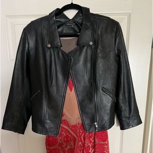Theory cropped leather jacket